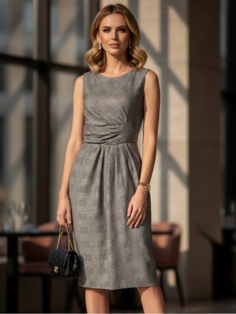 MaxMara houndstooth sheath pencil dress 6